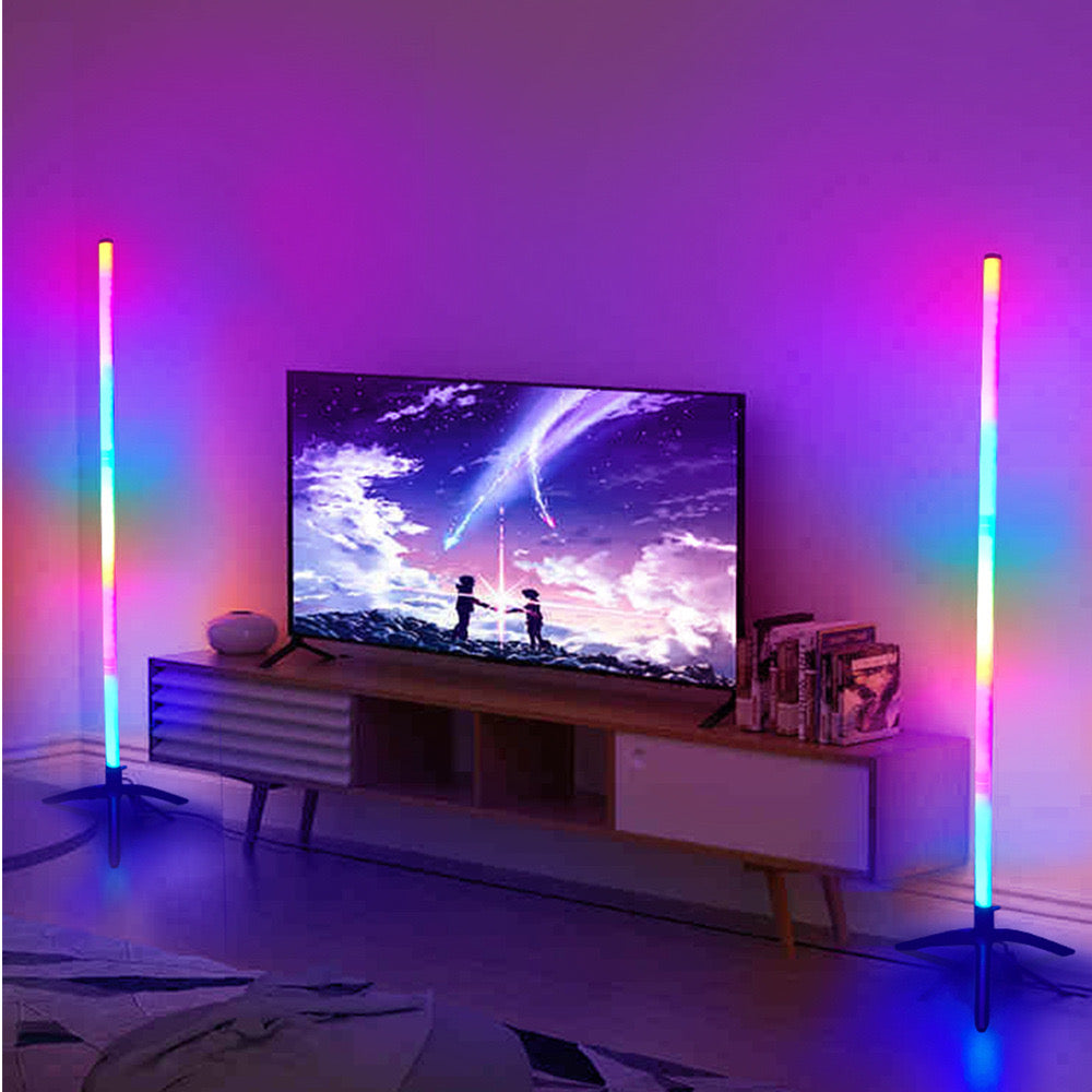 Govee RGBIC Floor Lamp, LED Corner Lamp Works with Alexa, Smart Modern Floor Lamp with Music Sync and 16 Million DIY Colors, Color Changing Standing Floor Lamp for Bedroom Living Room Black