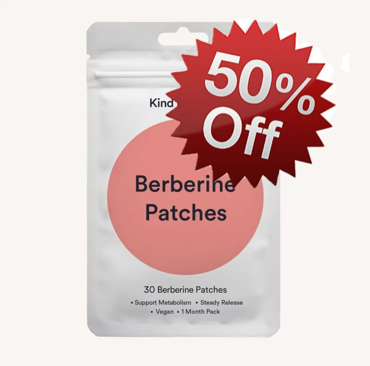 Kind Patches: 30 Metabolic Balance Patches, Berberine, Steady Release, Vegan, 1 Month Pack