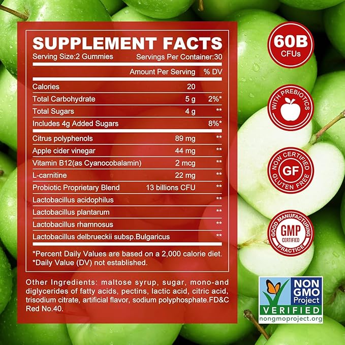 Newellme Apple Cider Vinegar B12 Multivitamin - Apple Cider Gummies - Apple Vinegar Cider, Gomitas de Vinagre de Manzana, Organic Apple Cider Vinegar Gluten-Free, Vegan & Non-GMO