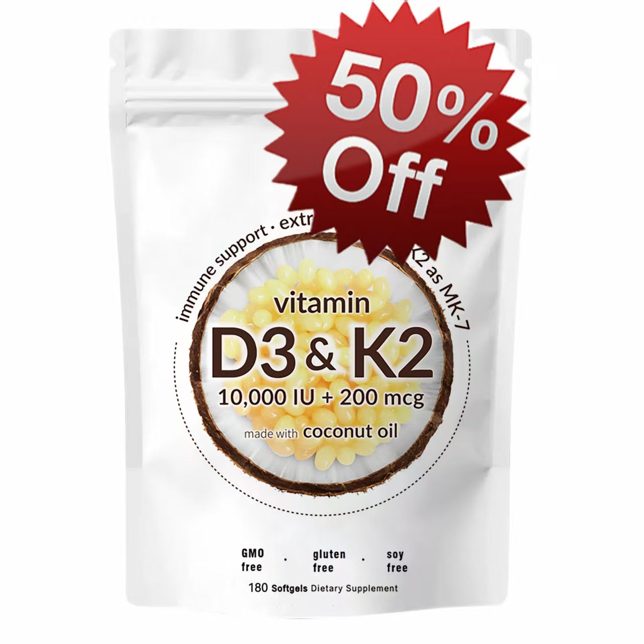 Vitamin D3 K2 Supplement Softgels