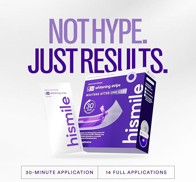 Teeth Whitening Strips 14 Treatments, Enamel Safe for Sensitive Tooth, Whitens Teeth, Purple Whitening Strips, Removes Yellow Stains & Bad Breath - Effective Color Correction for a Brighter Smile