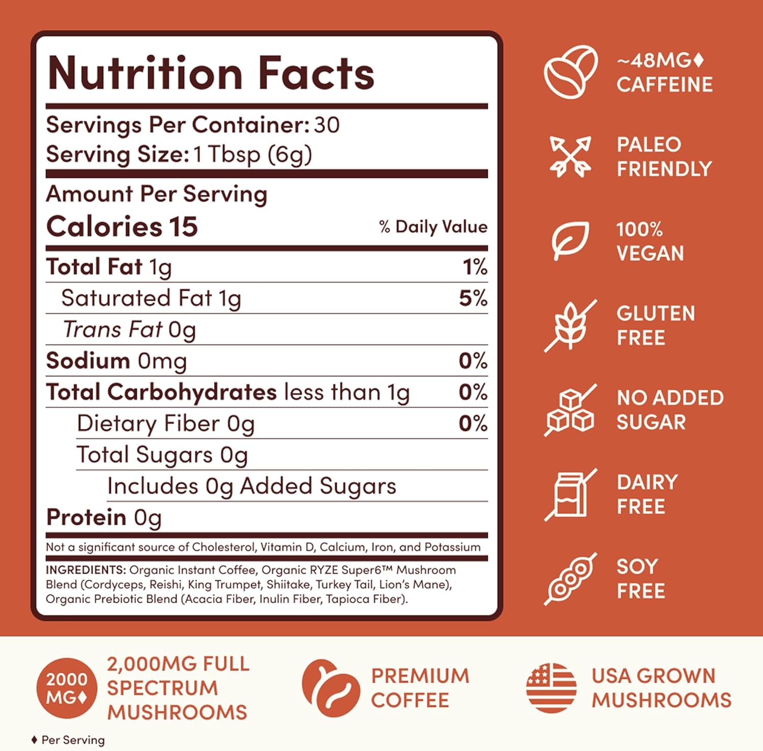 RYZE SUPERFOODS Mushroom Medium Roast Coffee Starter Kit, USDA Organic Instant Coffee with 6 Adaptogenic Mushrooms and for Energy, Focus, Digestion, Immunity with Lions Mane & Turkey Tail 30 Serving