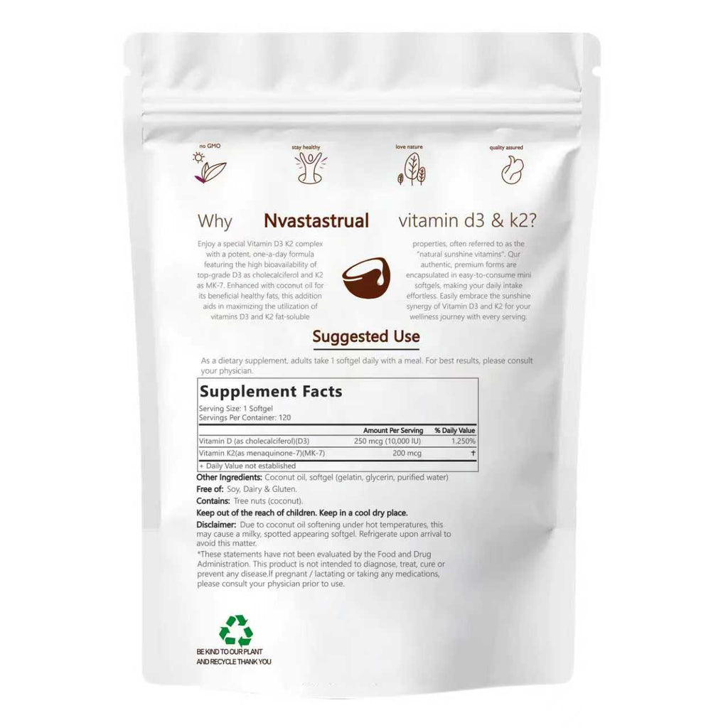 Vitamin D3 K2 Supplement Softgels